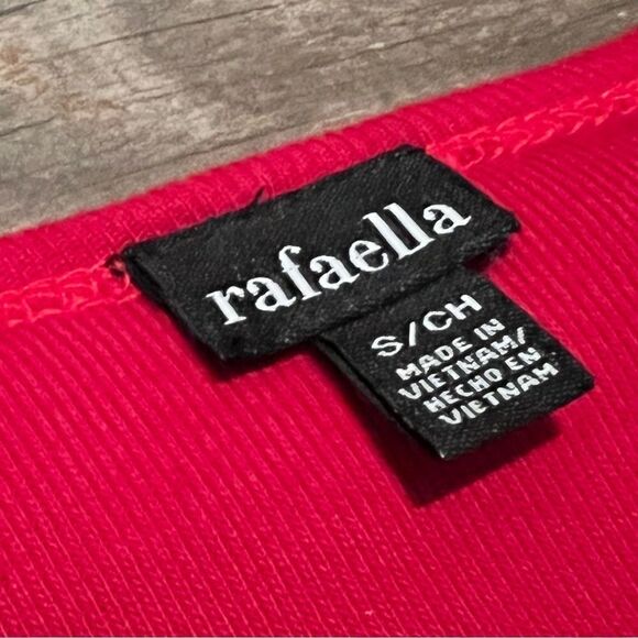 Vtg 90s Rafaella Red Pleated Ruffle Embellished Chiffon Shoulder Knit cardigan S - Picture 8 of 9